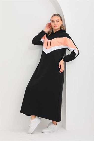 Kitten V Pattern Color Block Hijab Daily Long Sports Dress - photo 5