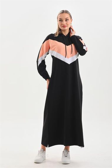 Kitten V Pattern Color Block Hijab Daily Long Sports Dress - photo 4