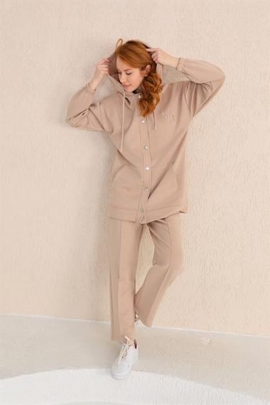 Women's Mink Bottom Top Set Jacket Wide Leg Trousers - photo 5