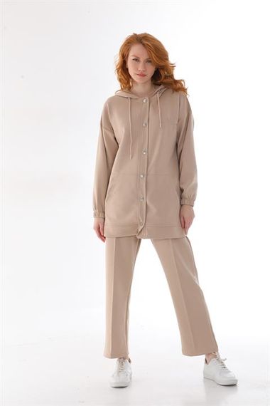 Women's Mink Bottom Top Set Jacket Wide Leg Trousers - photo 1