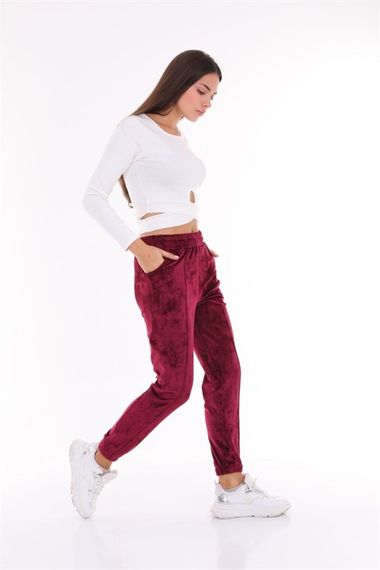 بنطلون رياضي نسائي من Plum Velvet بمقاسات كبيرة - بيجاما - مخطط Jogger مخطط - صورة 1