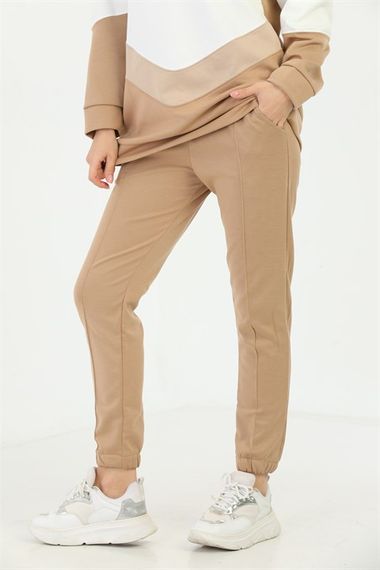 Renk Garnili Günlük Trend  Spor Takım - Vizon - fotoğraf 5