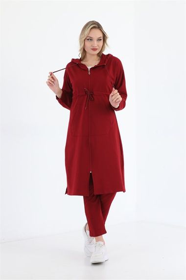 Trench Model Women's Tracksuit Set - Claret Red - photo 2