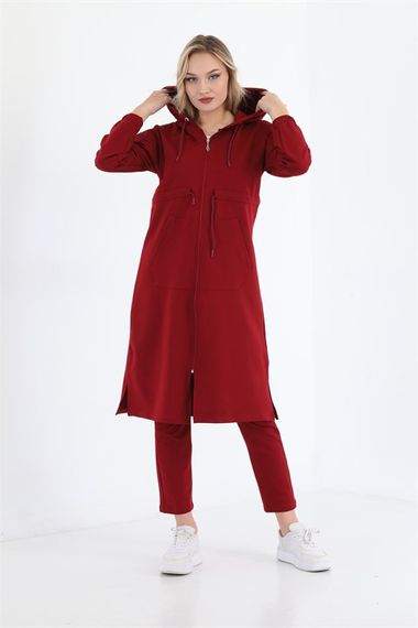 Trench Model Women's Tracksuit Set - Claret Red - photo 4