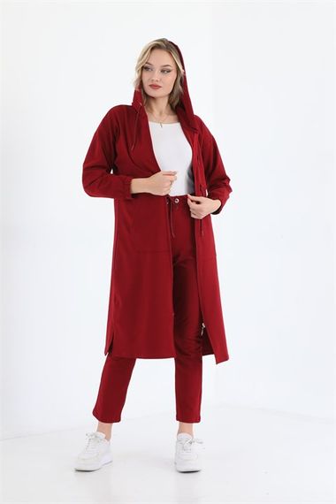 Trench Model Women's Tracksuit Set - Claret Red - photo 5