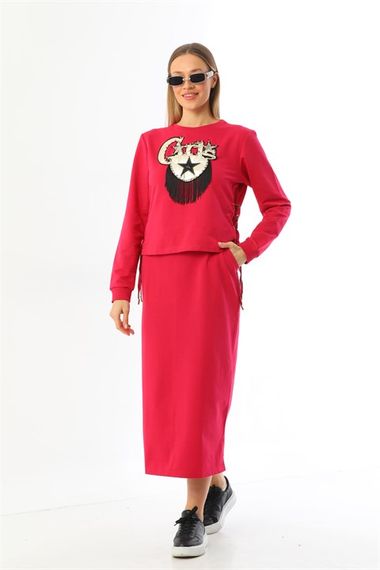 Girls Skirted Sports Bottom Top Double Suit - Pomegranate Flower - photo 1