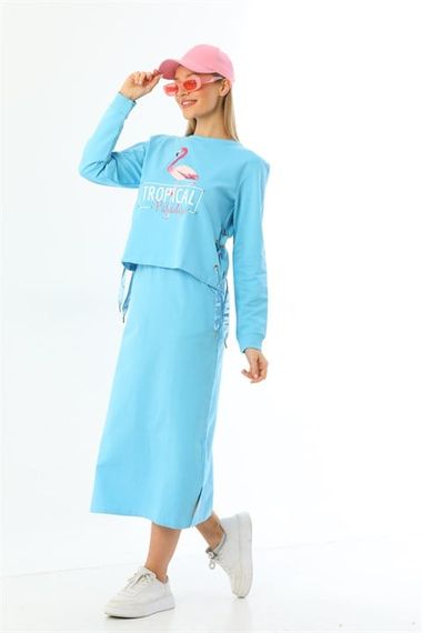 Paradise Skirted Sports Bottom Top Double Suit - Turquoise - photo 4