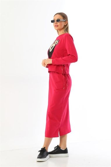 Girls Skirted Sports Bottom Top Double Suit - Pomegranate Flower - photo 3