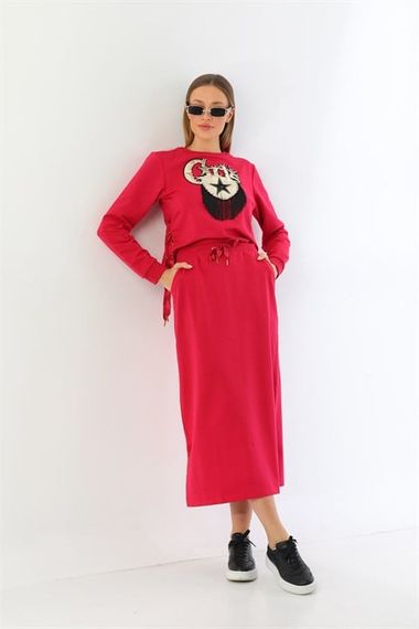 Girls Skirted Sports Bottom Top Double Suit - Pomegranate Flower - photo 4