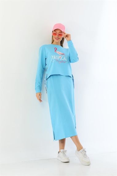 Paradise Skirted Sports Bottom Top Double Suit - Turquoise - photo 5