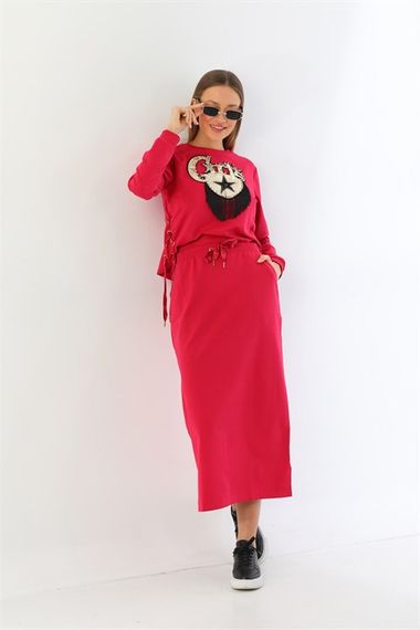 Girls Skirted Sports Bottom Top Double Suit - Pomegranate Flower - photo 5