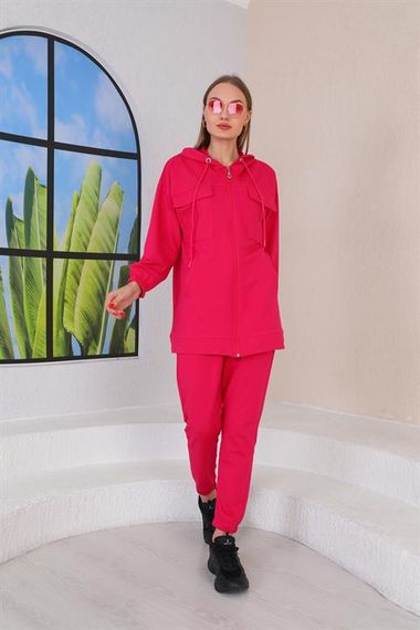 Женский спортивный комплект с карманами FUŞYA, высококачественный двухниточный материал, капюшон, двухчастный, подходит для повседневной и мусульманской моды - фото 5