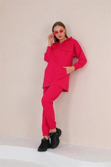 Женский спортивный комплект с карманами FUŞYA, высококачественный двухниточный материал, капюшон, двухчастный, подходит для повседневной и мусульманской моды - фото 4