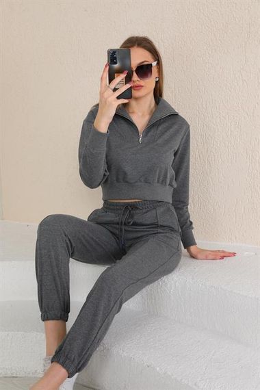 Crop Trend Casual Women's Sport Suit GRAY - photo 2
