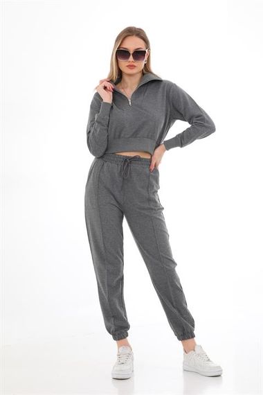 Crop Trend Casual Women's Sport Suit GRAY - photo 1