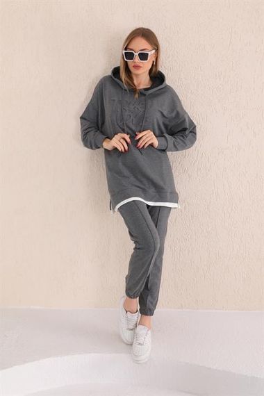 True Love Embossed Casual Women's Sports Suit GRAY - photo 5