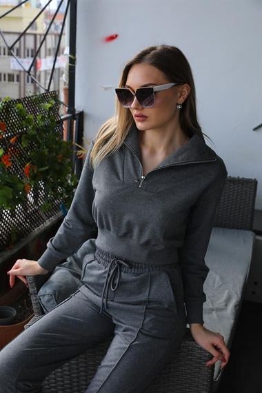 Crop Trend Casual Women's Sport Suit GRAY - photo 4
