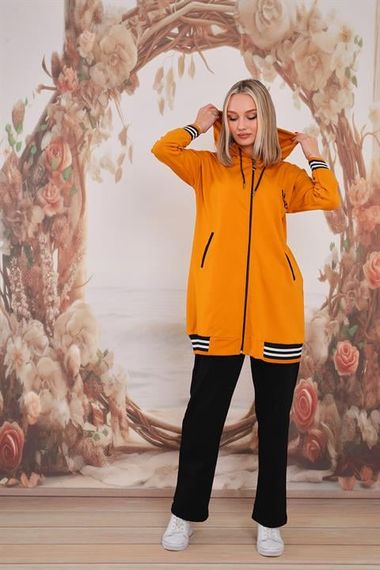 Спортивный комплект для женщин с капюшоном HARDAL, высококачественный материал, свободные брюки, два кармана, подходящий для повседневного использования - фото 3