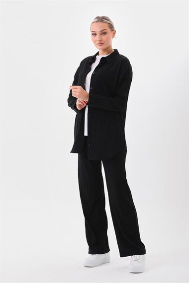 Women's Daily Three-piece Suit Shirt Trousers T-Shirt - BLACK - photo 4