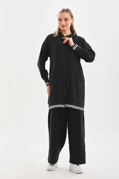 Жіночий комплект для щоденного носіння: сорочка та штани в чорному кольорі, оверсайз, з високоякісної тканини Ayborin - фото 4