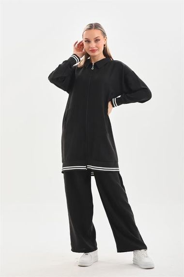Жіночий комплект для щоденного носіння: сорочка та штани в чорному кольорі, оверсайз, з високоякісної тканини Ayborin - фото 3