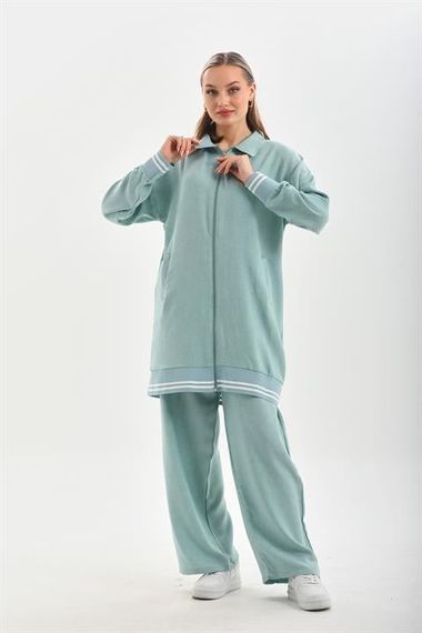 Жіночий комплект для повсякденного носіння: сорочка та штани кольору м'ятного, oversize, з високоякісної тканини Ayborin - фото 4