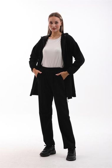 Костюм для жінок повсякденний спортивний двохчастинний - Чорний - фото 3