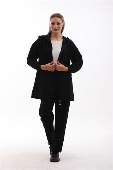 Костюм для жінок повсякденний спортивний двохчастинний - Чорний - фото 1