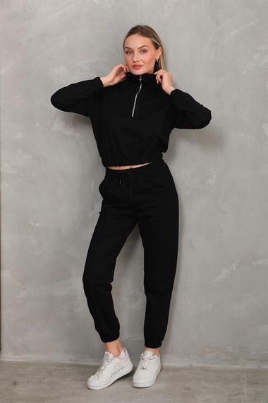 Kadın Crop Spor İkili Takım SİYAH - photo 2