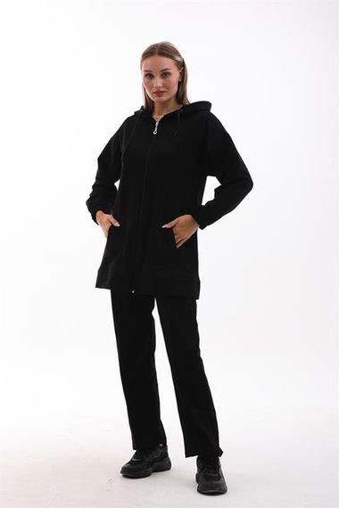 Костюм для жінок повсякденний спортивний двохчастинний - Чорний - фото 4