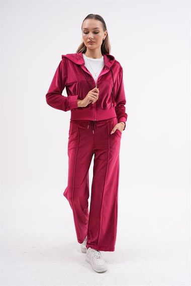 Kadın Soft Kadife Palazzo Paça Forever İkili Takımı BORDO - photo 5