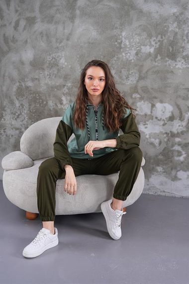 Жіночий спортивний комплект з напівзастібкою, колір м'ятний, розміри S, M, L, XL, 2XL - фото 2