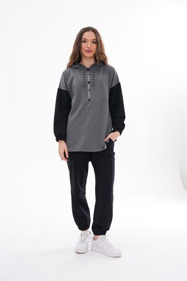 Kadın Yarım Fermuar Günlük Spor İkili Takım GRİ - photo 1