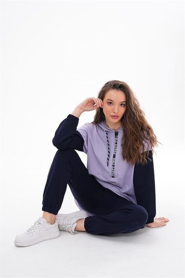 Kadın Yarım Fermuar Günlük Spor İkili Takım LİLA - صورة 1