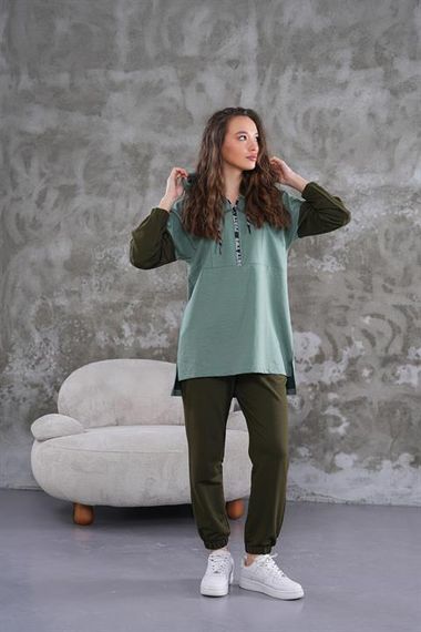 Жіночий спортивний комплект з напівзастібкою, колір м'ятний, розміри S, M, L, XL, 2XL - фото 5