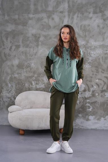 Жіночий спортивний комплект з напівзастібкою, колір м'ятний, розміри S, M, L, XL, 2XL - фото 4