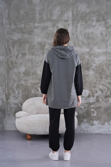 Kadın Yarım Fermuar Günlük Spor İkili Takım GRİ - photo 4