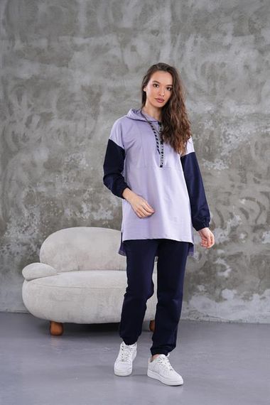 Kadın Yarım Fermuar Günlük Spor İkili Takım LİLA - صورة 4