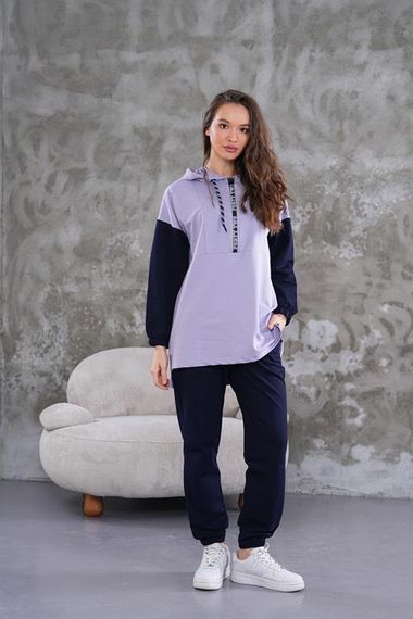 Kadın Yarım Fermuar Günlük Spor İkili Takım LİLA - صورة 5