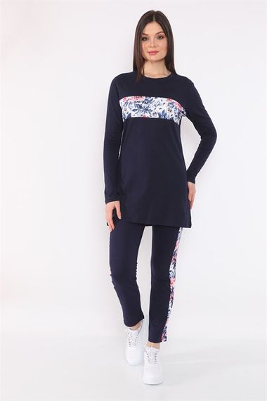 Women's Arm Digital Printed Zippered Hooded Triple Hijab Tracksuit Set - photo 3