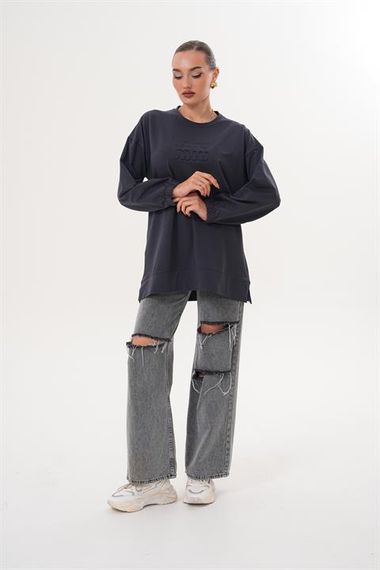 FÜME MİU Kabartma Baskı Bisiklet Yaka Tesettür Sweatshirt Tunik 712 - фото 2