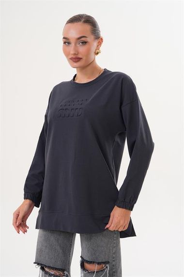 FÜME MİU Kabartma Baskı Bisiklet Yaka Tesettür Sweatshirt Tunik 712 - фото 1