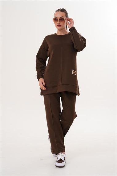 Kadın Günlük Bisiklet Yaka Eşofman Takımı KAHVERENK - фото 2