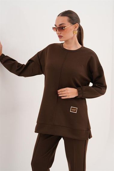 Kadın Günlük Bisiklet Yaka Eşofman Takımı KAHVERENK - фото 1