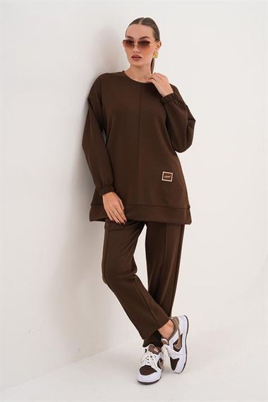 Kadın Günlük Bisiklet Yaka Eşofman Takımı KAHVERENK - фото 5