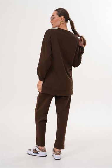 Kadın Günlük Bisiklet Yaka Eşofman Takımı KAHVERENK - фото 3