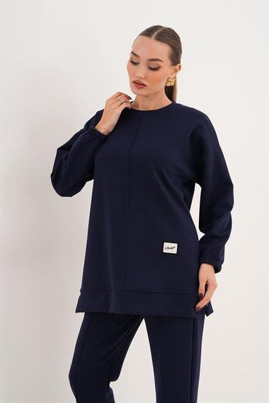 Kadın Günlük Bisiklet Yaka Eşofman Takımı LACİVERT - صورة 3