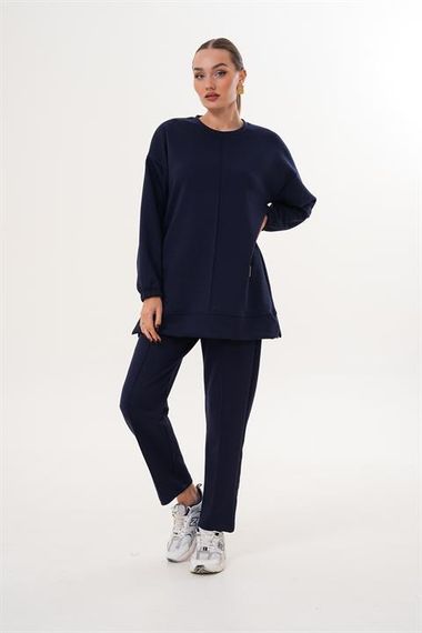 Kadın Günlük Bisiklet Yaka Eşofman Takımı LACİVERT - صورة 5