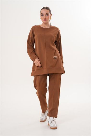 Kadın Günlük Bisiklet Yaka Eşofman Takımı TABA - photo 3