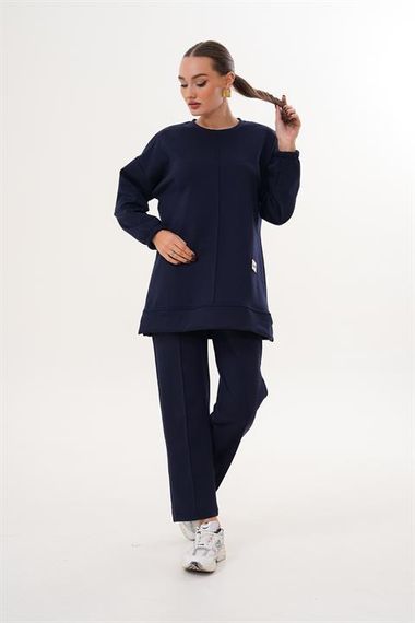 Kadın Günlük Bisiklet Yaka Eşofman Takımı LACİVERT - صورة 4